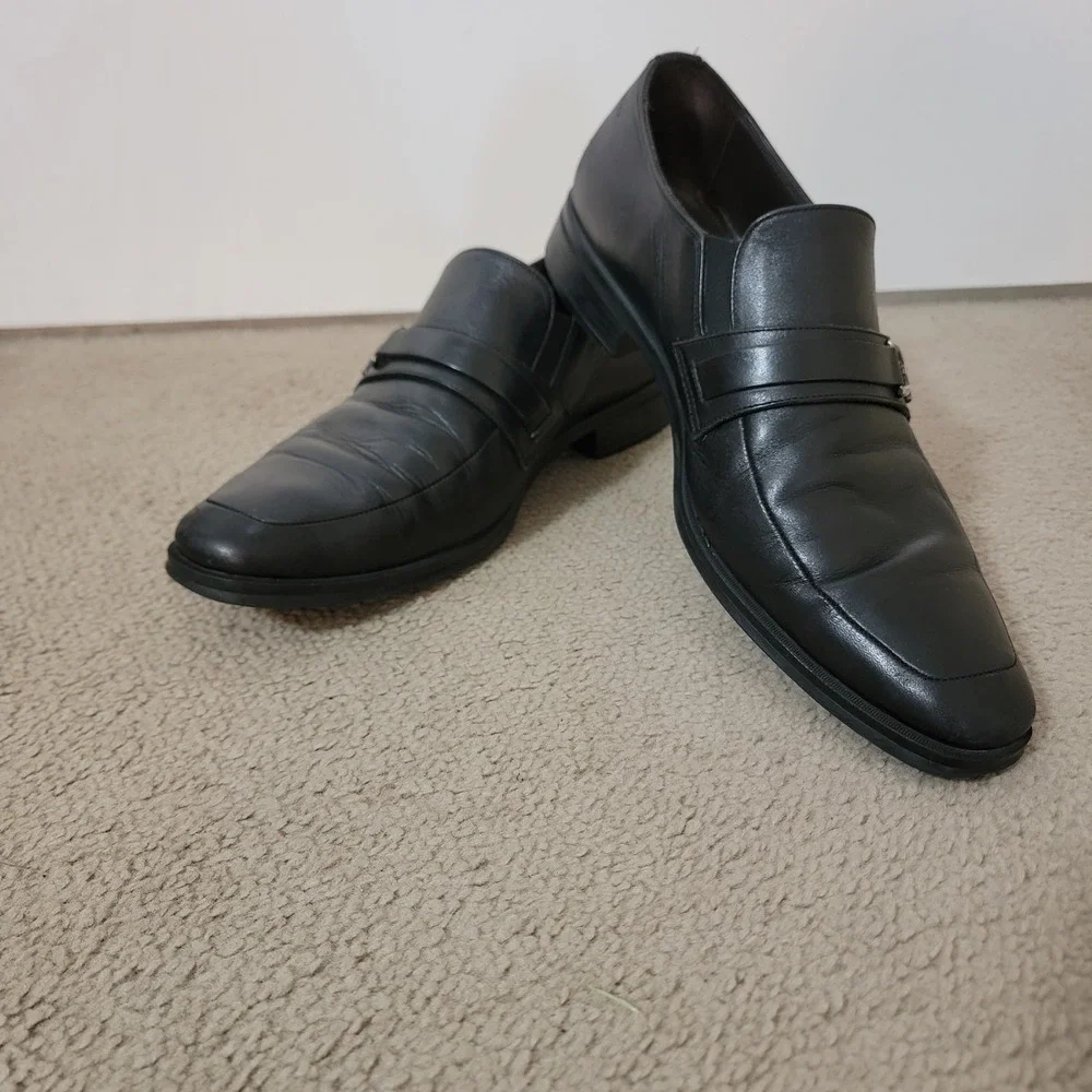 Bruno Magli Men's Black Leather Buckle Loafers Made In Italy Designer Size 11